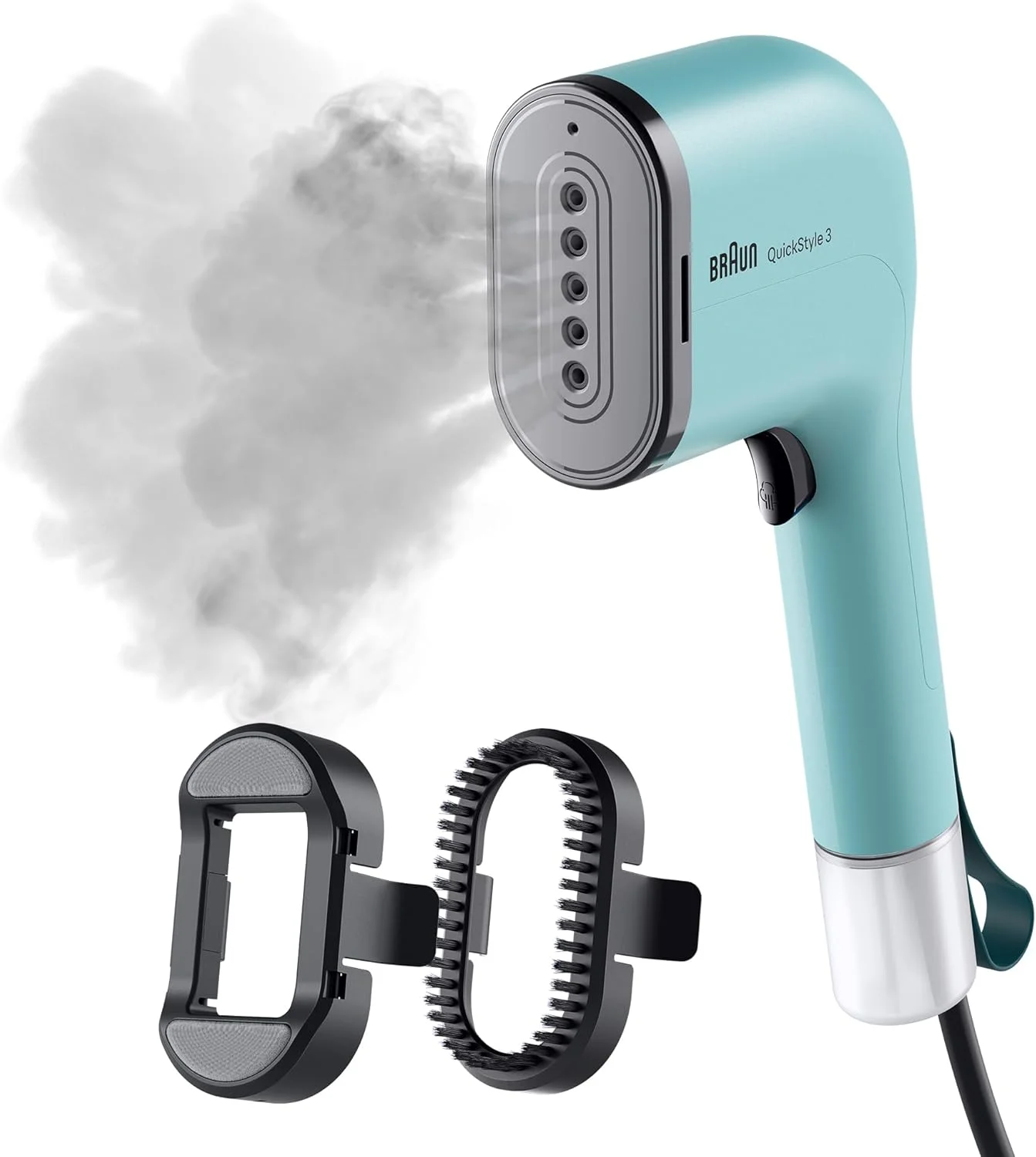 بخارگر لباس براون QuickStyle 3، گرم شدن سریع، فناوری هوشمند iCare، بخارگر دستی لباس، اتو کشی عمودی، ظرفیت 70 میلی لیتر، 1100 وات - GS 3013 GR - سبز