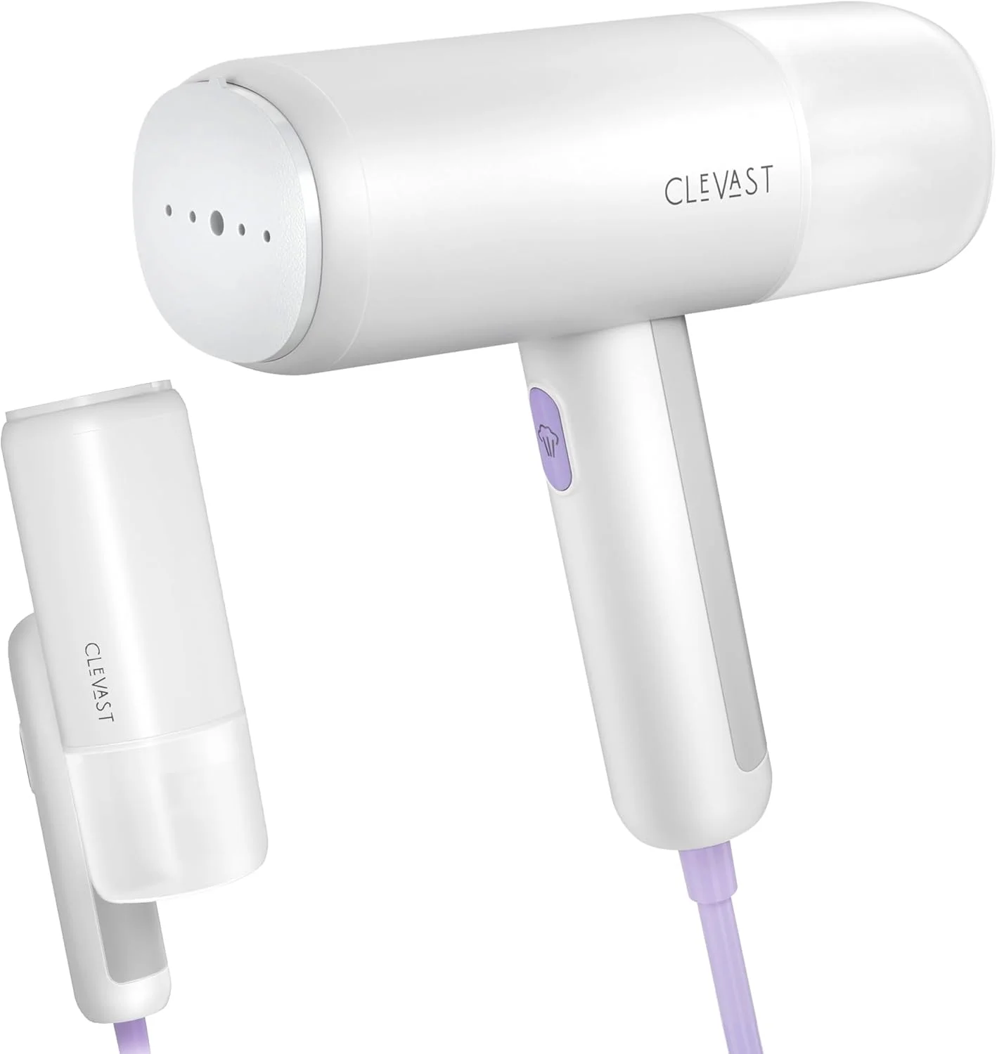 اتو بخار دستی لباس CLEVAST، اتو بخار 1000 وات، تاشو و جمع و جور برای مسافرت، گرم شدن سریع در 30 ثانیه، طراحی ضد نشت، از بین برنده چین و چروک پارچه با صفحه سرامیکی و برس جداشدنی