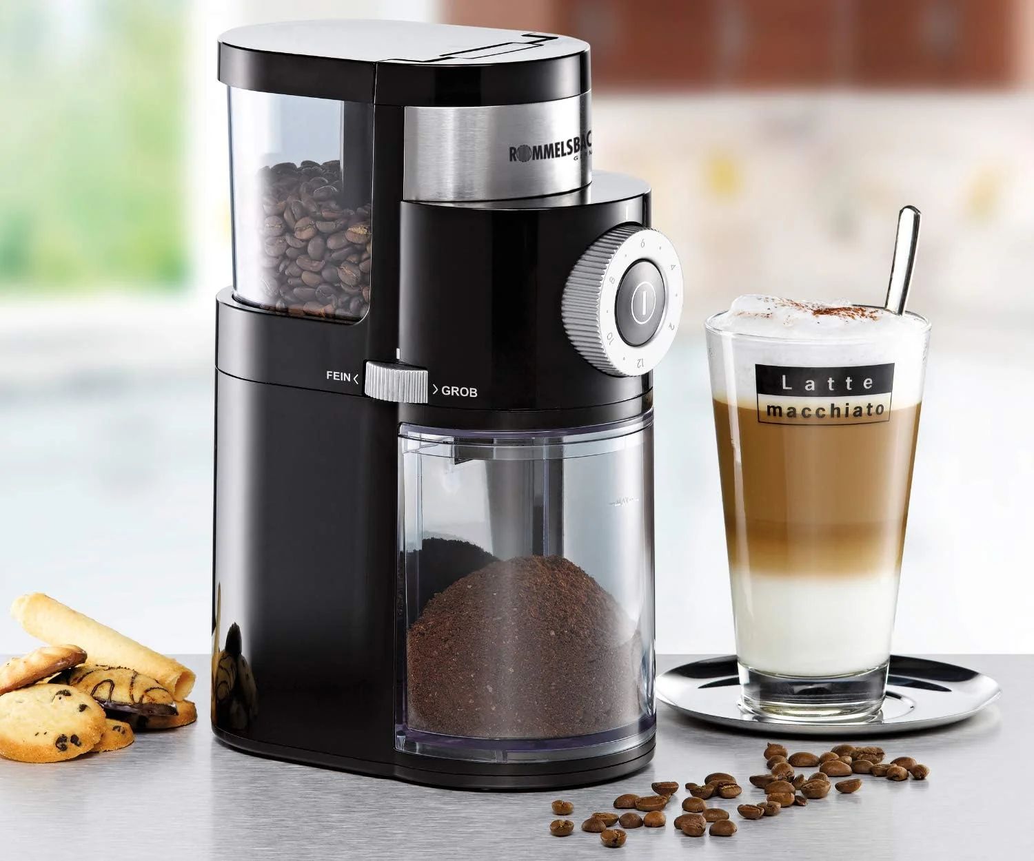 آسیاب قهوه روملزباخر مدل EKM 200 – آسیاب دیسکی حفظ عطر، درجه آسیاب قابل تنظیم از درشت تا ریز، 2-12 وعده، ظرفیت مخزن دانه 250 گرم، 110 وات، مشکی