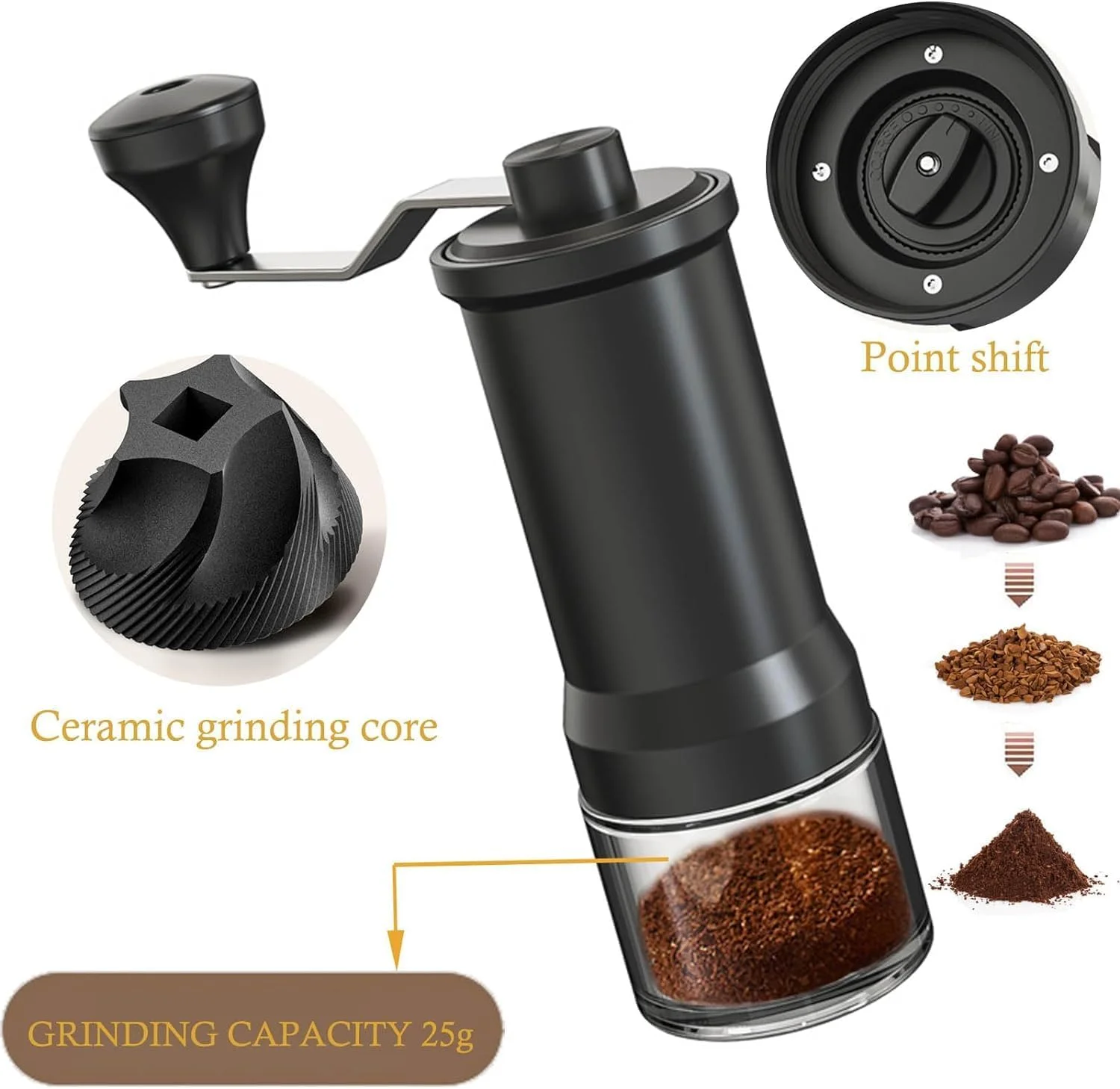 آسیاب قهوه دستی Nnewvante، تیغه سرامیکی، قابل تنظیم، قابل حمل، آسیاب ادویه با برس تمیز کننده، برای خانه، مسافرت، کمپینگ آسیاب قهوه دستی Nnewvante، تیغه سرامیکی، قابل تنظیم، قابل حمل، آسیاب ادویه با برس تمیز کننده، برای خانه، مسافرت، کمپینگ