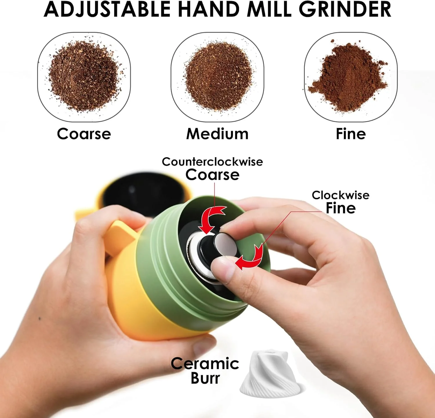 آسیاب قهوه دستی قابل حمل NALACAL، آسیاب دانه قهوه دستی با تیغه سرامیکی مخروطی، دسته تاشو، درجه زبری قابل تنظیم، آسیاب دستی قهوه برای مسافرت، کمپینگ، دفتر کار و منزل آسیاب قهوه دستی قابل حمل NALACAL، آسیاب دانه قهوه دستی با تیغه سرامیکی مخروطی، دسته تاشو، درجه زبری قابل تنظیم، آسیاب دستی قهوه برای مسافرت، کمپینگ، دفتر کار و منزل