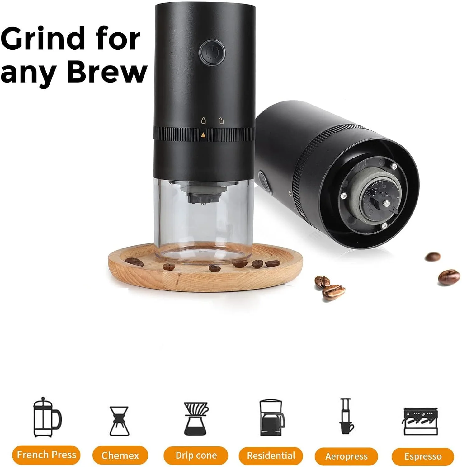 آسیاب قهوه برقی قابل حمل MAKINGTEC، آسیاب کوچک اتوماتیک قهوه با تنظیمات آسیاب چندگانه، قابل شارژ USB، دارای برس تمیز کننده، مشکی آسیاب قهوه برقی قابل حمل MAKINGTEC، آسیاب کوچک اتوماتیک قهوه با تنظیمات آسیاب چندگانه، قابل شارژ USB، دارای برس تمیز کننده، مشکی