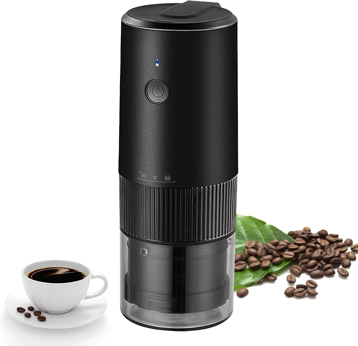 دستگاه آسیاب قهوه قابل حمل KASTWAVE، شارژی و بدون سیم، درجه آسیاب قابل تنظیم، به همراه برس تمیز کننده و USB، مناسب برای قهوه دمی