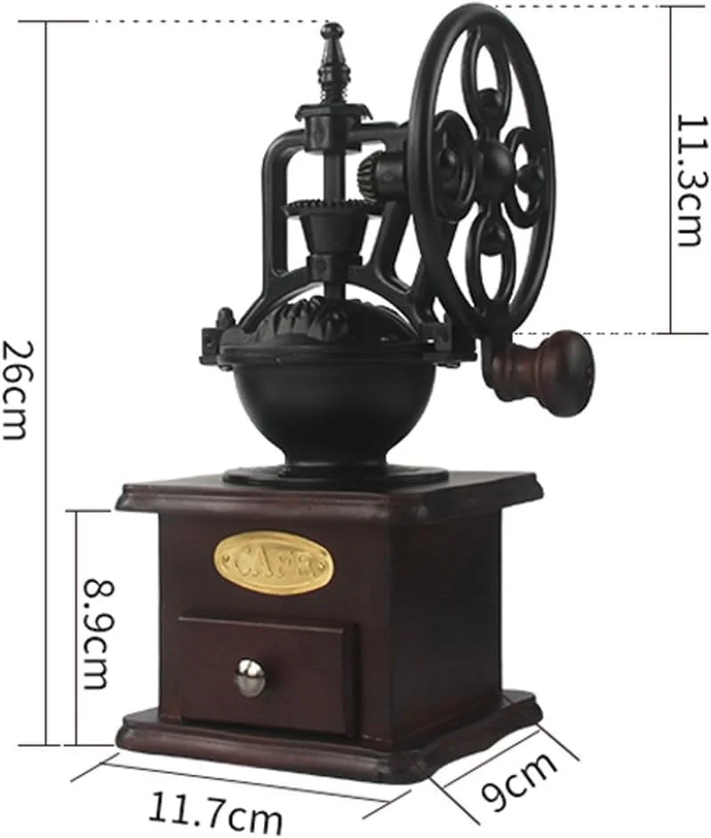 آسیاب قهوه دستی، آسیاب قهوه با اهرم دستی چدنی عتیقه با تنظیمات آسیاب و کشوی جمع آوری آسیاب قهوه دستی، آسیاب قهوه با اهرم دستی چدنی عتیقه با تنظیمات آسیاب و کشوی جمع آوری