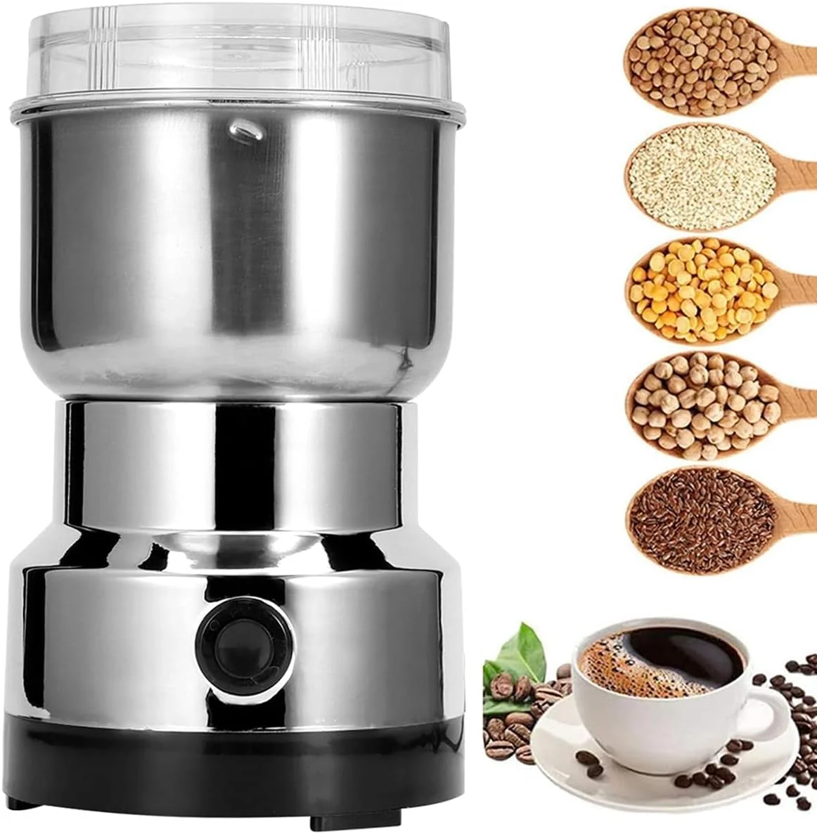 آسیاب برقی خانگی، آسیاب ادویه، قهوه، آجیل و غلات برقی استیل، مخلوط کن آسیاب چند منظوره، ابزار آشپزخانه آسیاب برقی خانگی، آسیاب ادویه، قهوه، آجیل و غلات برقی استیل، مخلوط کن آسیاب چند منظوره، ابزار آشپزخانه