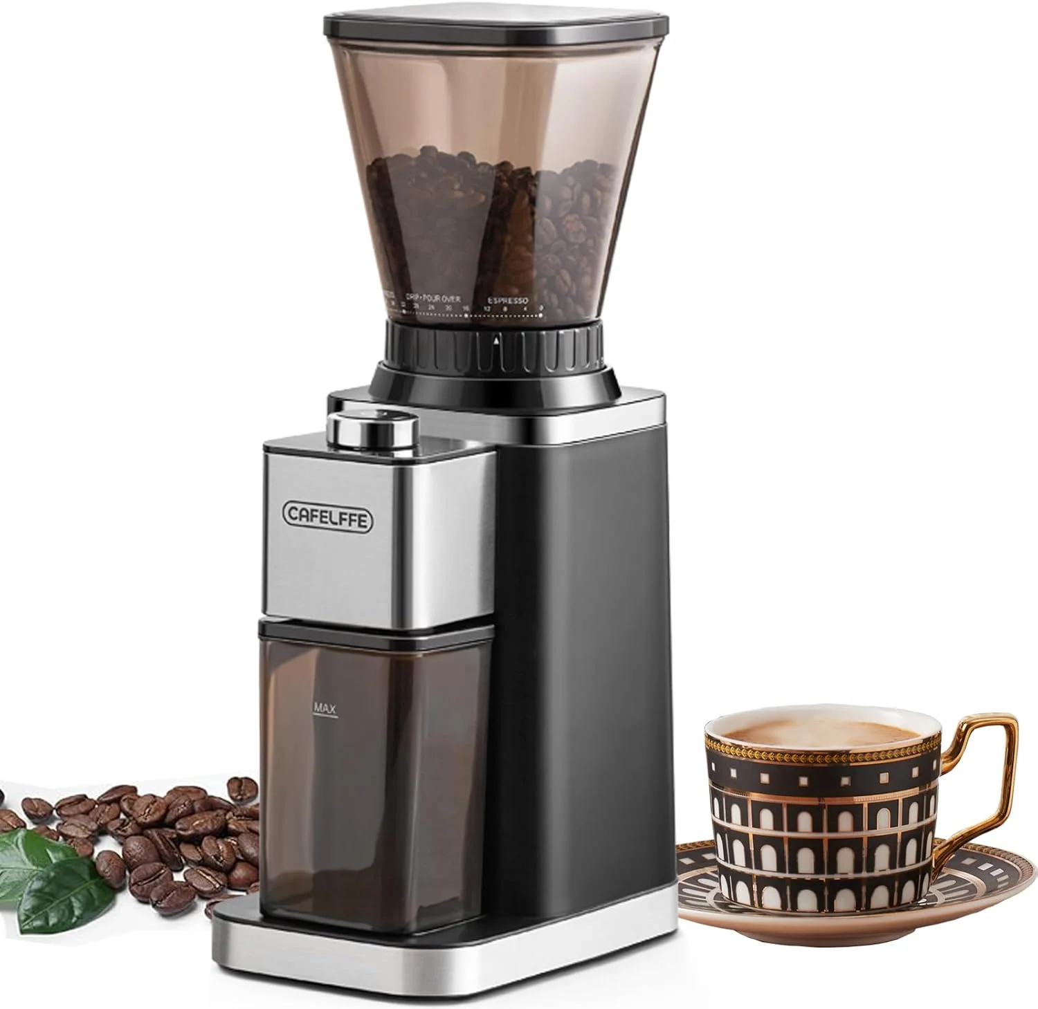 آسیاب قهوه مخروطی Cafelffe MK-301 - آسیاب برقی اتوماتیک دانه قهوه با تیغه های استیل 420، دارای 48 درجه آسیاب دقیق برای استفاده در آشپزخانه منزل و محل کار آسیاب قهوه مخروطی Cafelffe MK-301 - آسیاب برقی اتوماتیک دانه قهوه با تیغه های استیل 420، دارای 48 درجه آسیاب دقیق برای استفاده در آشپزخانه منزل و محل کار