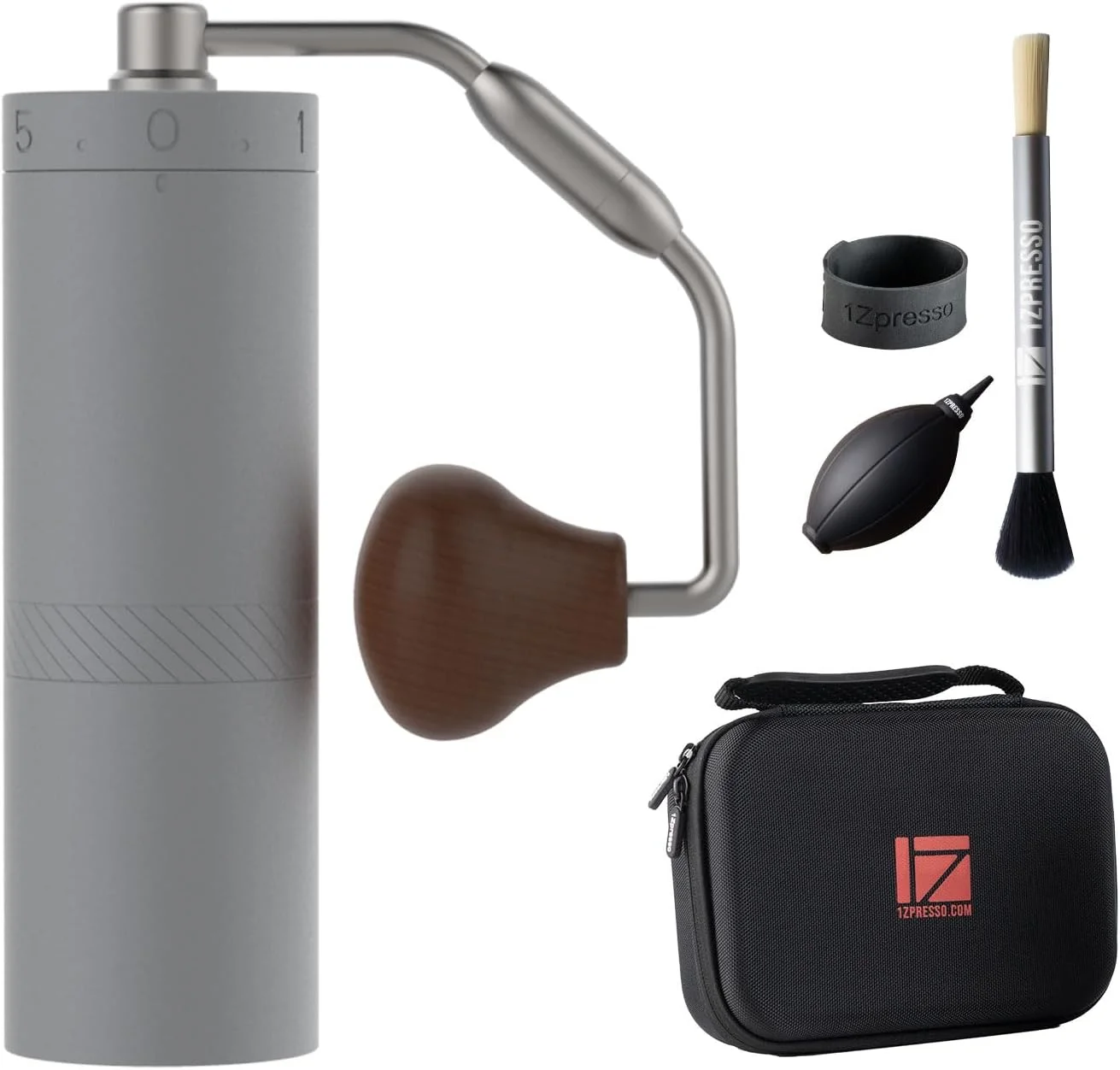 آسیاب قهوه دستی 1Zpresso X-Ultra، بدنه فلزی محکم و خوش ساخت، تیغه استیل ضد زنگ، تنظیمات خارجی عددی، فنجان گیره مغناطیسی، آسیاب سریعتر و قابل حمل (خاکستری)