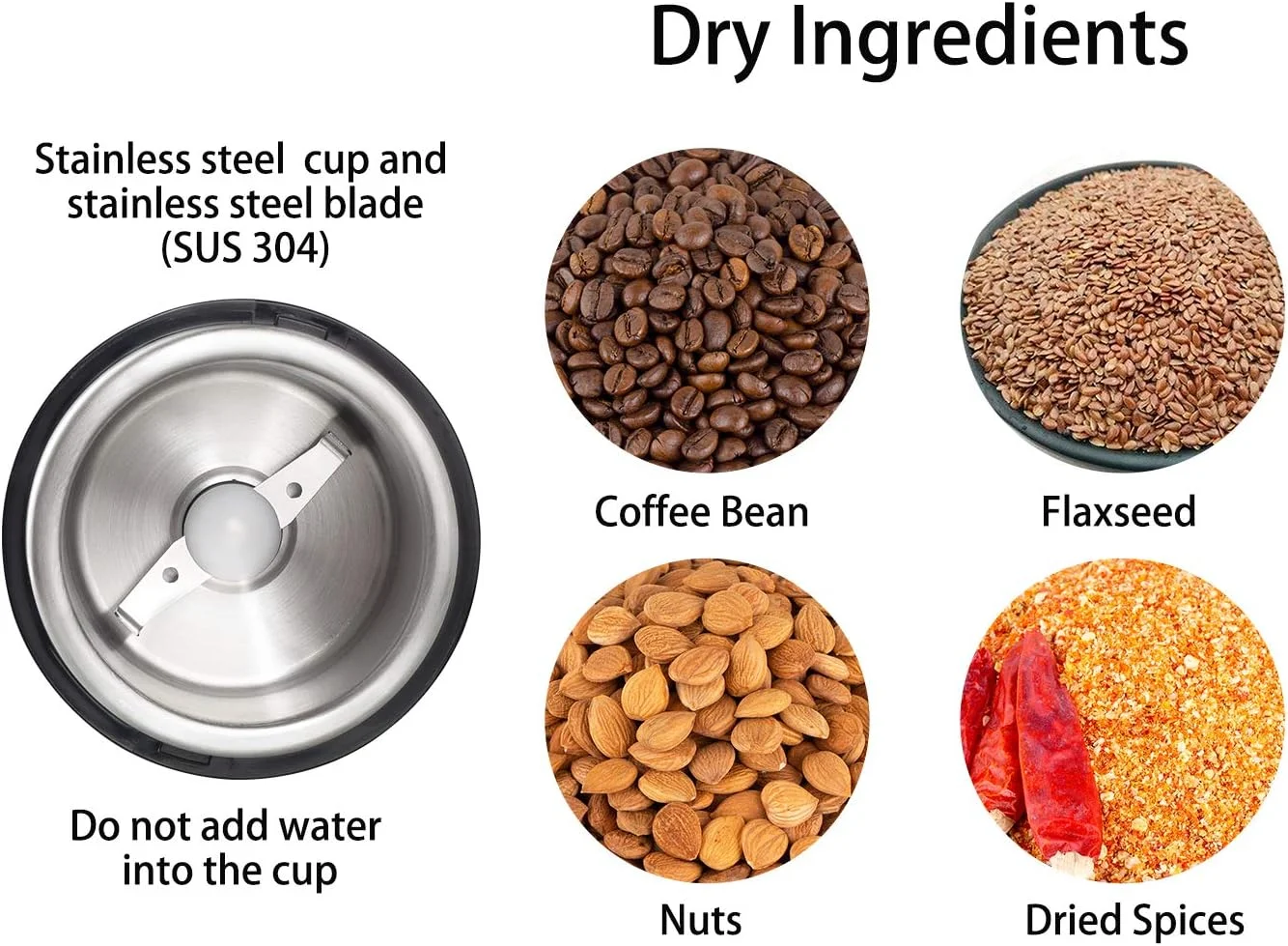 آسیاب قهوه DR MILLS DM-7445، آسیاب برقی دانه های قهوه و ادویه جات خشک، عملکرد تک لمسی، تیغه و فنجان ساخته شده از فولاد ضد زنگ SUS304 آسیاب قهوه DR MILLS DM-7445، آسیاب برقی دانه های قهوه و ادویه جات خشک، عملکرد تک لمسی، تیغه و فنجان ساخته شده از فولاد ضد زنگ SUS304