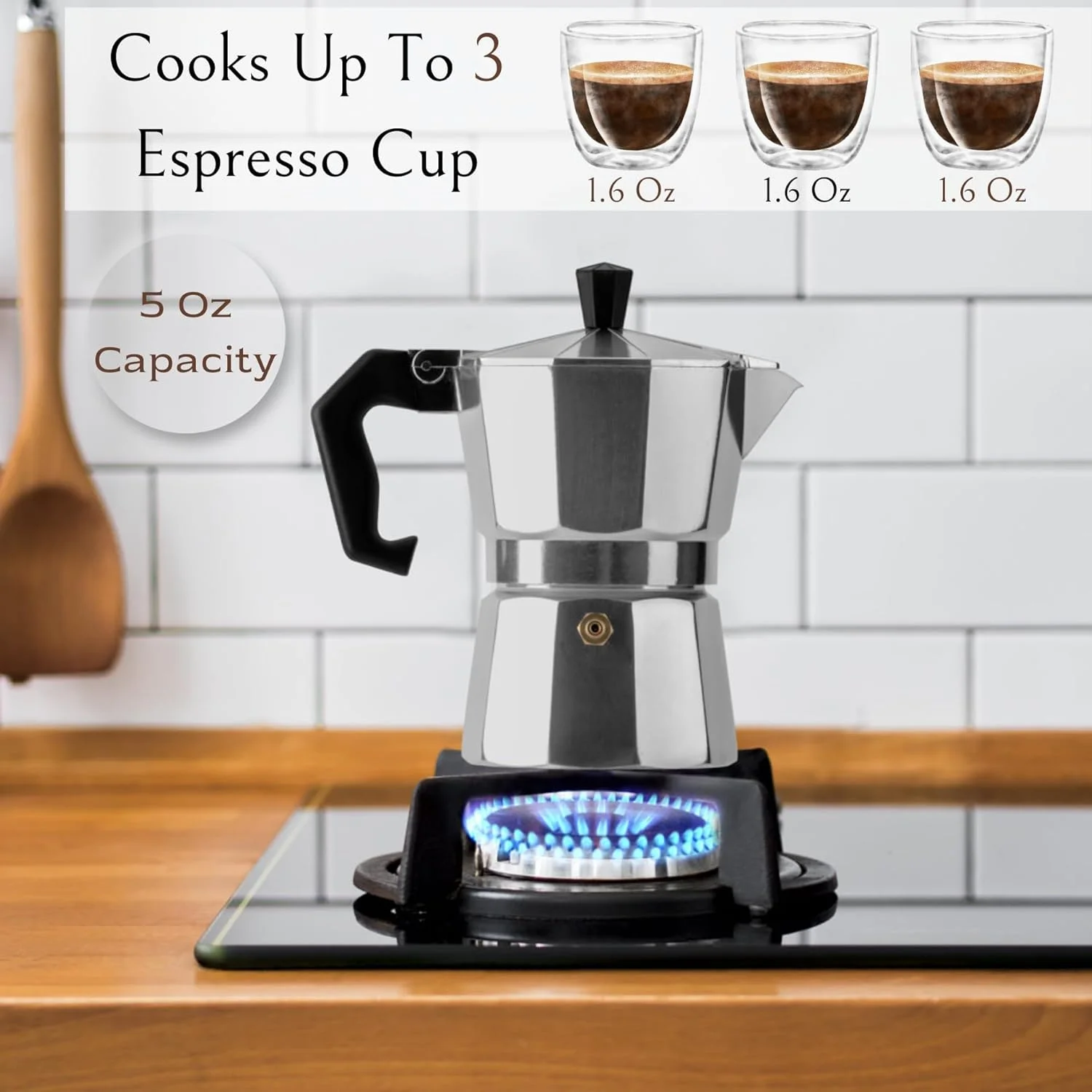 قهوه ساز موکای اجاقی NALACAL، قهوه ساز اسپرسو آلومینیومی 5 اونس، قهوه جوش اسپرسو اجاقی، قهوه جوش موکای سنتی، قهوه اسپرسو ایتالیایی اصیل برای اجاق گاز و برقی