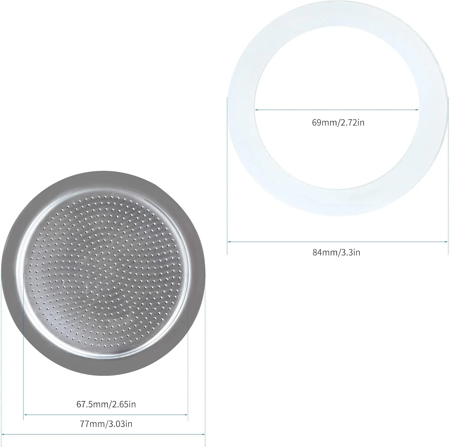 واشر سیلیکونی جایگزین و صفحه فیلتر برای قهوه ساز روگازی Easyworkz، سایز 10-12 فنجان مناسب برای موکا پات