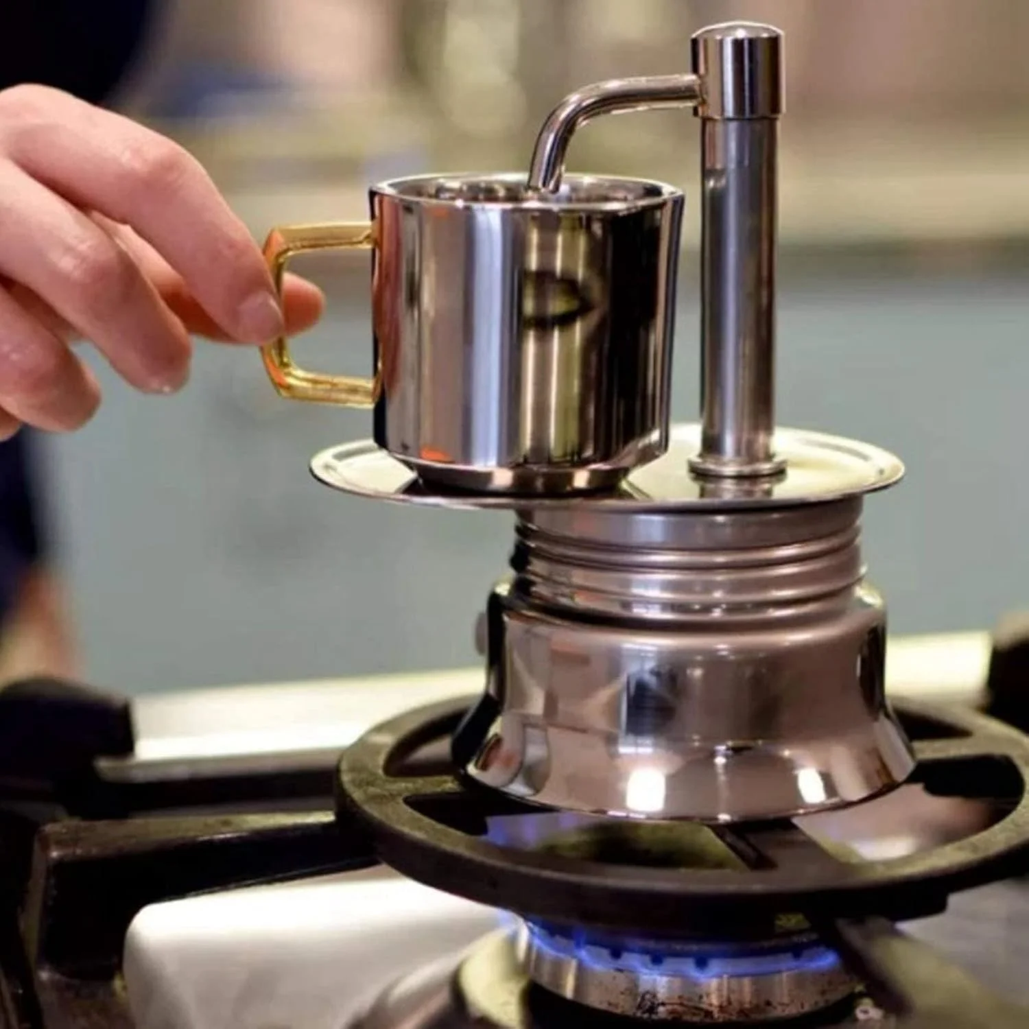 قهوه ساز موکا تک لوله سوراندی، قهوه ساز اسپرسو روگازی 1 فنجانی، قهوه ساز کوچک استیل، ست موکا با ظرفیت بزرگ برای کمپینگ خانگی (200 میلی لیتر)