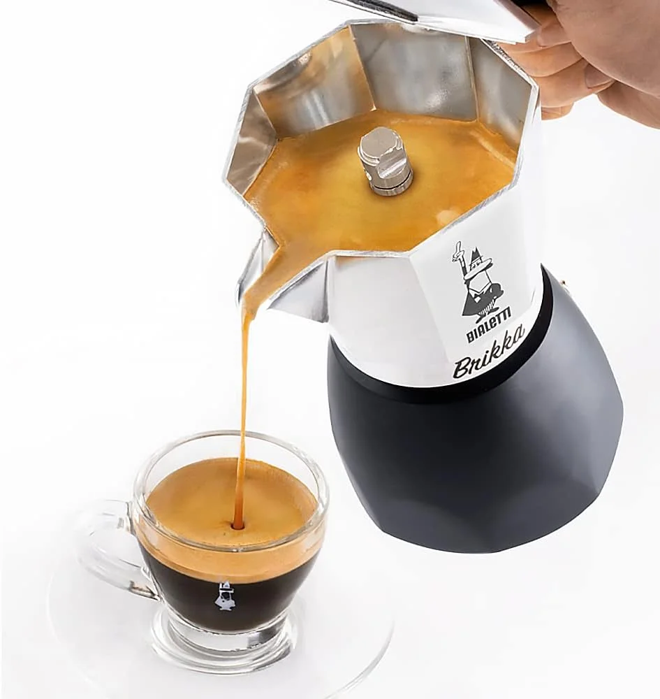 قهوه ساز روگازی آلومینیومی بیالتی بریکا 4 فنجان (180 میلی لیتر): ساخت ایتالیا (بریکا جدید 2020)؛ موکا پات، تنها قهوه ساز قادر به تولید خامه اسپرسو 4 فنجان