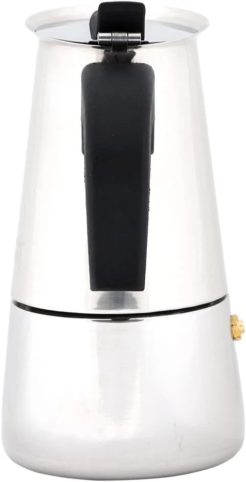 قهوه ساز روگازی اسپرسو Any Morning، قهوه ساز موکا استیل ضد زنگ سازگار با انواع اجاق گاز، قهوه ساز ایتالیایی، قهوه جوش پرکولاتور 6 فنجان، 300 میلی لیتر، رنگ نقره ای