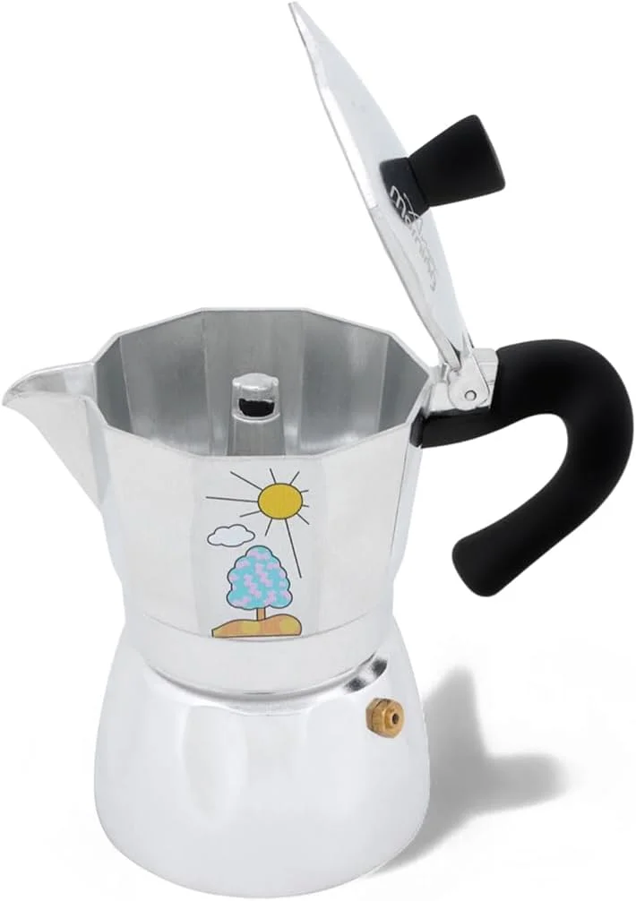 اسپرسوساز روگازی انی مورنینگ، موکا پات، قهوه ساز ایتالیایی، پرکولاتور قهوه، موکا پات آلومینیومی، قهوه ساز 6 فنجانی، 240 میلی لیتر (نقره ای، مشکی)