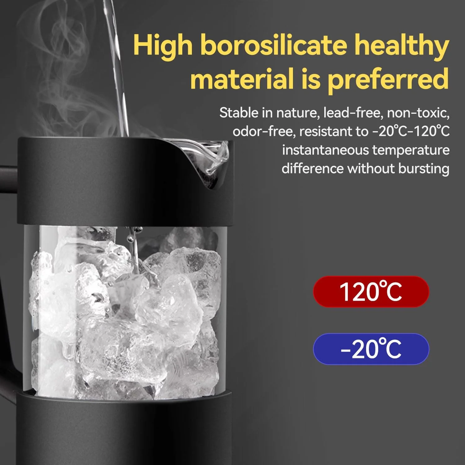 قهوه ساز و چای ساز فرنچ پرس 1000 میلی لیتری، پرس قهوه شیشه ای بوروسیلیکات ضخیم شده با صفحه های فیلتر و قاشق اندازه گیری، ضد زنگ و قابل شستشو در ماشین ظرفشویی، 100٪ فاقد BPA