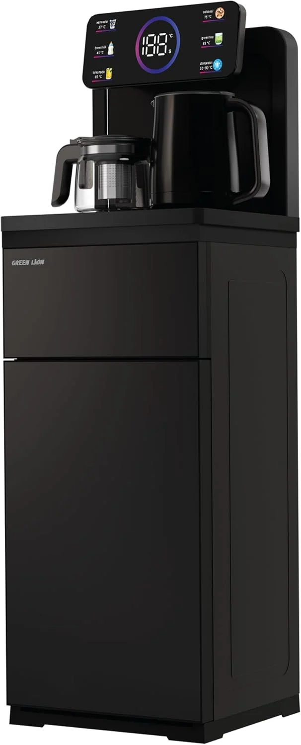 دستگاه آبسردکن و گرم کن هوشمند Green Lion مدل Tea Bar، صفحه نمایش لمسی، کنترل از راه دور، کتری استیل ضد زنگ، بارگیری از پایین، جوشاندن سریع برای خانه و مصارف تجاری