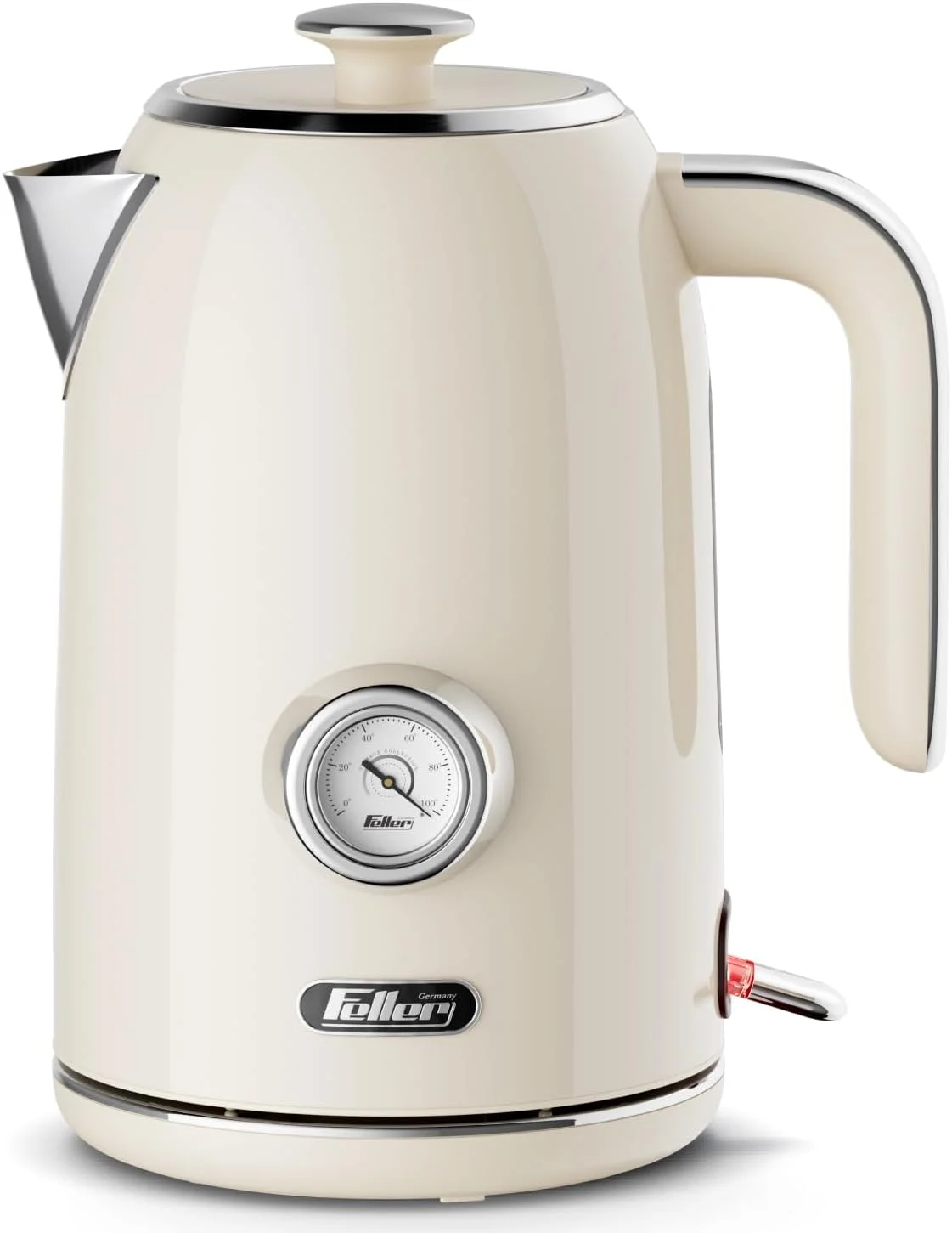 کتری 1.7 لیتری فلر آلمان مدل رترو با دماسنج، 2200 وات، بدنه استیل ضد زنگ، کنترلر STRIX، محافظت در برابر جوش خشک و خاموش شدن خودکار، Ek200، نسخه امارات (کرم)