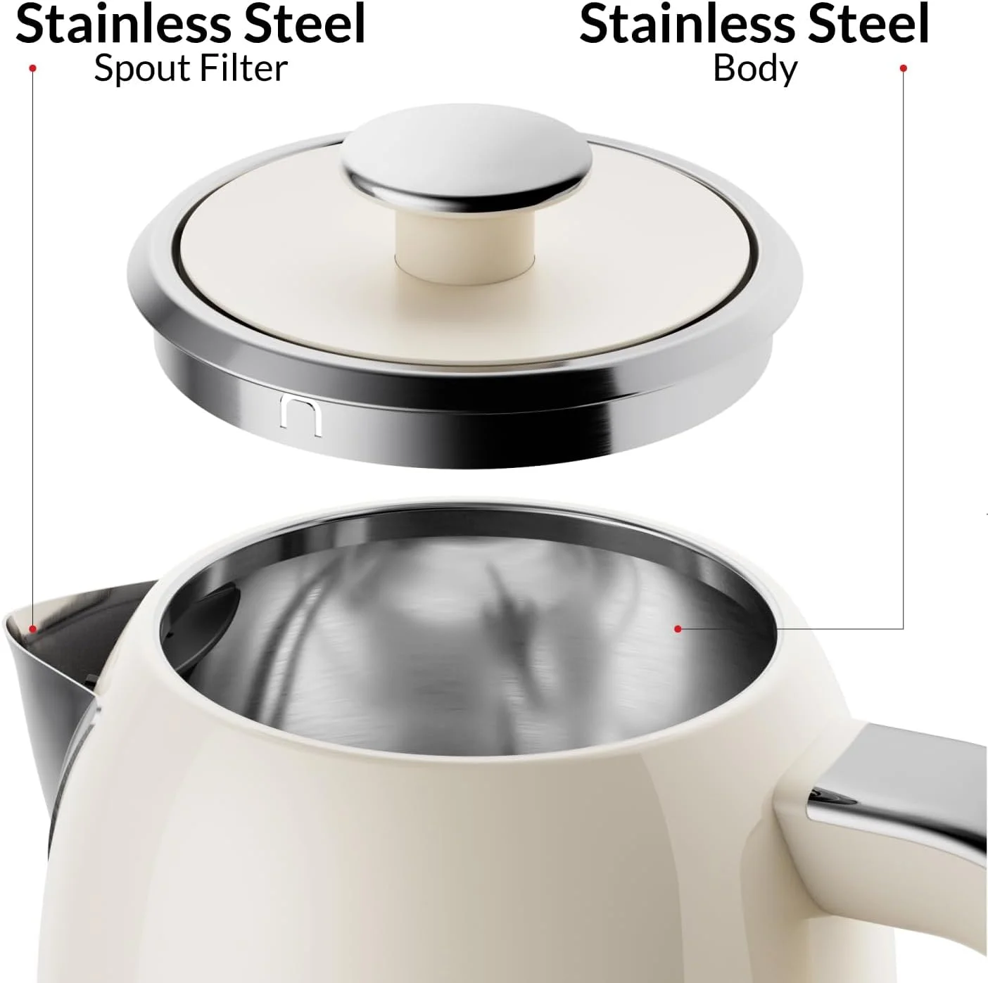 کتری 1.7 لیتری فلر آلمان مدل رترو با دماسنج، 2200 وات، بدنه استیل ضد زنگ، کنترلر STRIX، محافظت در برابر جوش خشک و خاموش شدن خودکار، Ek200، نسخه امارات (کرم)