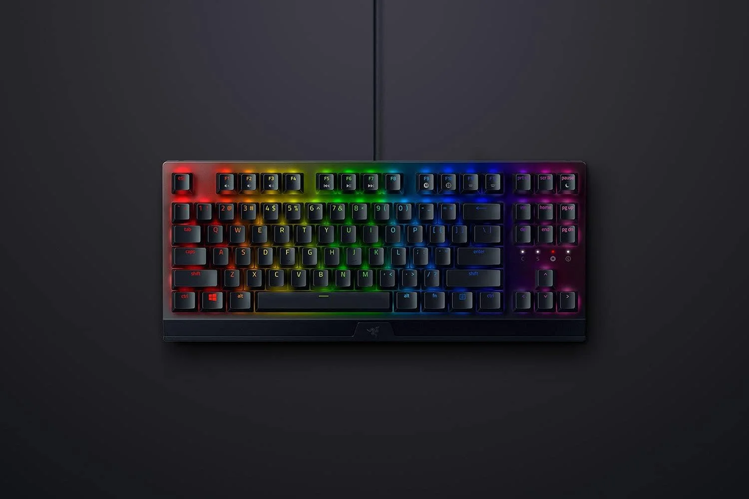 کیبورد گیمینگ مکانیکی بدون کلید Razer BlackWidow V3: سوییچ‌های مکانیکی زرد - خطی و بی‌صدا - نورپردازی Chroma RGB - فرم فاکتور جمع و جور - کلیدهای قابل برنامه ریزی - USB Passthrough