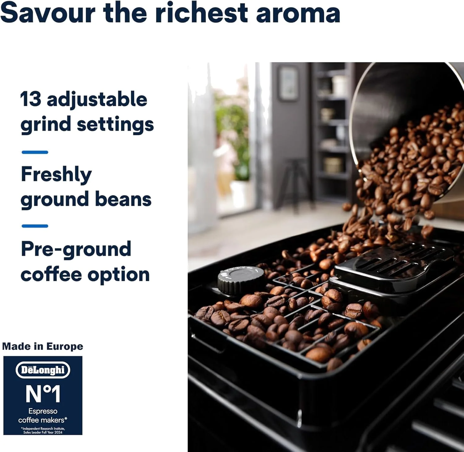 دستگاه قهوه ساز دلونگی MAGNIFICA START، دستگاه اسپرسوساز تمام اتوماتیک با 8+ نوشیدنی گرم و سرد، رابط کاربری لمسی نرم، 13 تنظیم آسیاب، LatteCrema، شات دوقلو ECAM222.60.BG (ساخت اروپا) دستگاه قهوه ساز دلونگی MAGNIFICA START، دستگاه اسپرسوساز تمام اتوماتیک با 8+ نوشیدنی گرم و سرد، رابط کاربری لمسی نرم، 13 تنظیم آسیاب، LatteCrema، شات دوقلو ECAM222.60.BG (ساخت اروپا)