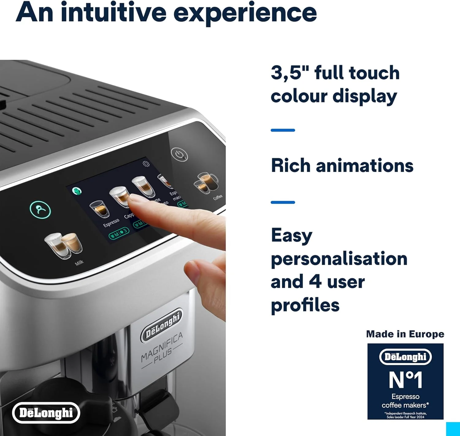 دستگاه قهوه ساز دلونگی مگنیفیکا پلاس، دستگاه اسپرسوساز تمام اتوماتیک با بیش از 24 نوشیدنی گرم و سرد، صفحه نمایش لمسی رنگی، 13 تنظیمات آسیاب، LatteCrema، شات دوقلو ECAM322.70.SB - ساخت اروپا دستگاه قهوه ساز دلونگی مگنیفیکا پلاس، دستگاه اسپرسوساز تمام اتوماتیک با بیش از 24 نوشیدنی گرم و سرد، صفحه نمایش لمسی رنگی، 13 تنظیمات آسیاب، LatteCrema، شات دوقلو ECAM322.70.SB - ساخت اروپا