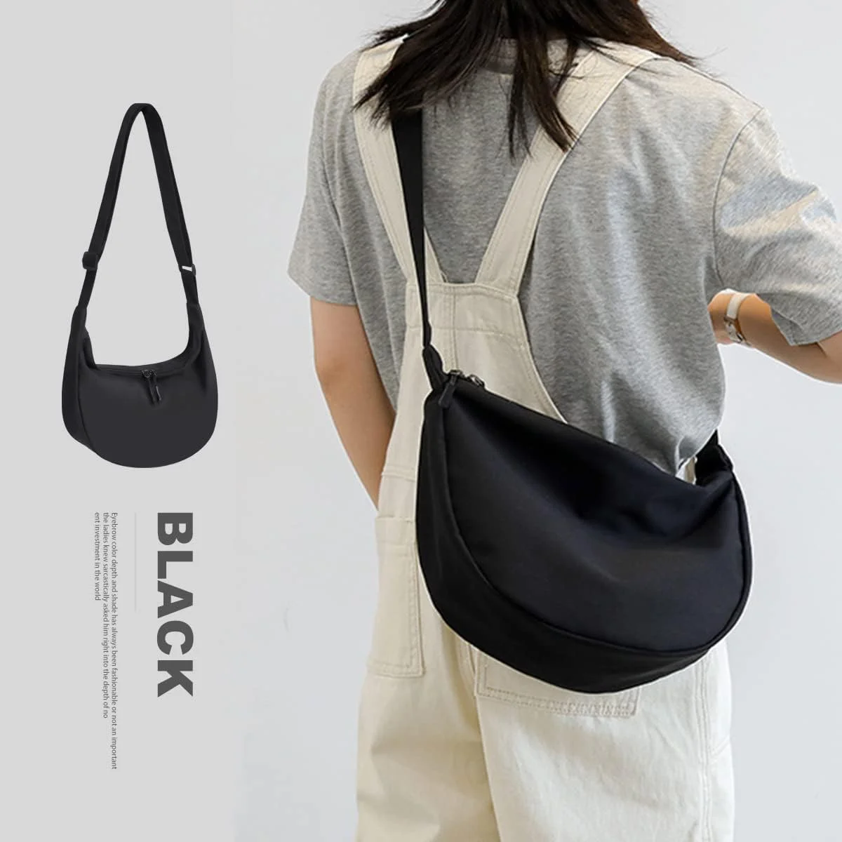 کیف دوشی کوچک برای زنان و مردان، کیف دوشی اسپرت با بند قابل تنظیم، کیف کمری نایلونی سبک وزن با 2 زیپ برای مدرسه، مسافرت، پیاده روی (مشکی) کیف دوشی کوچک برای زنان و مردان، کیف دوشی اسپرت با بند قابل تنظیم، کیف کمری نایلونی سبک وزن با 2 زیپ برای مدرسه، مسافرت، پیاده روی (مشکی)