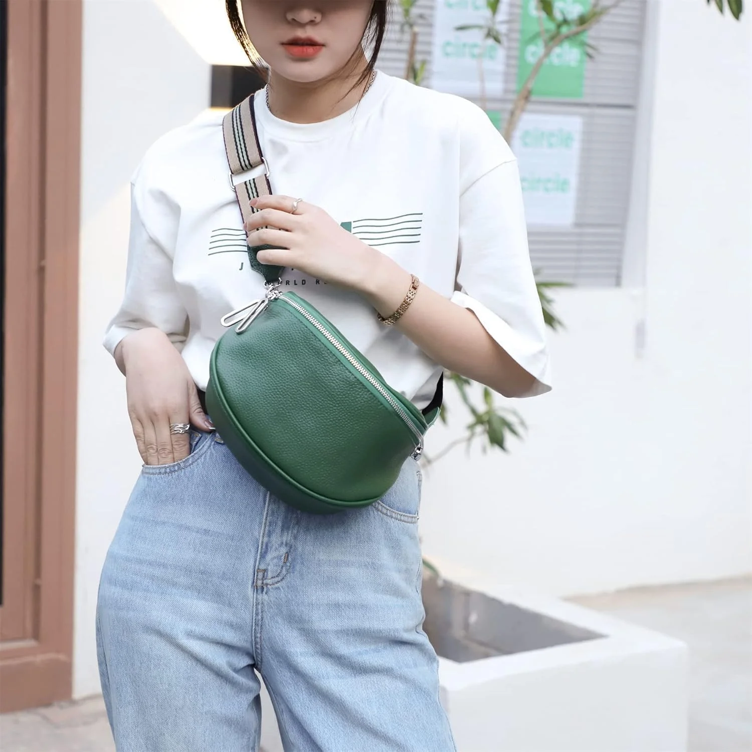 کیف دوشی YOOJ®، کیف چرمی زنانه، طراحی وینتیج، کیف کمری سبک و شیک برای مادر و دوست دختر