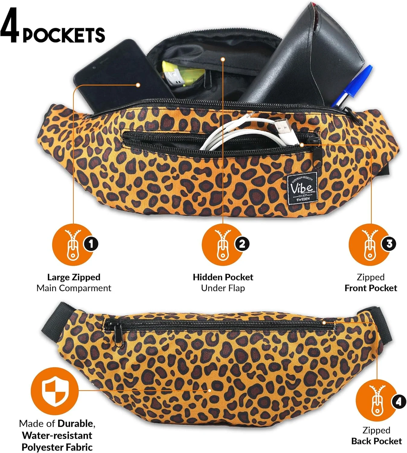 کیف کمری فستیوال ویـب، مناسب خانم ها و آقایان، طرح پلنگی کیف کمری فستیوال ویـب، مناسب خانم ها و آقایان، طرح پلنگی