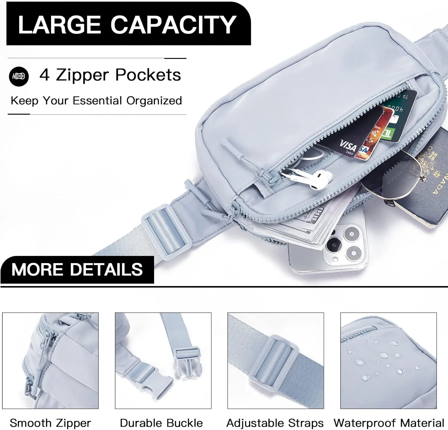 کیف کمری تلنا، مناسب برای خانم ها و آقایان، کیف کمری شیک با بند قابل تنظیم - آبی کیف کمری تلنا، مناسب برای خانم ها و آقایان، کیف کمری شیک با بند قابل تنظیم - آبی