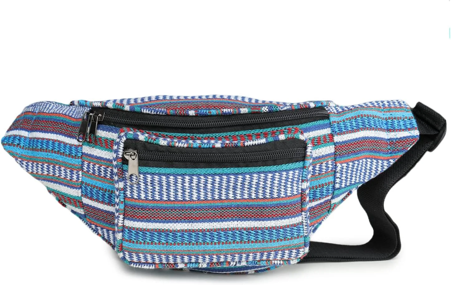 کی لندن کیف کمری شیک برزنتی با طرح بافته شده چند رنگ قومی، کیف مسافرتی، جا پاسپورتی با بند قابل تنظیم (11700_Lurex_Dari_Blue) کی لندن کیف کمری شیک برزنتی با طرح بافته شده چند رنگ قومی، کیف مسافرتی، جا پاسپورتی با بند قابل تنظیم (11700_Lurex_Dari_Blue)