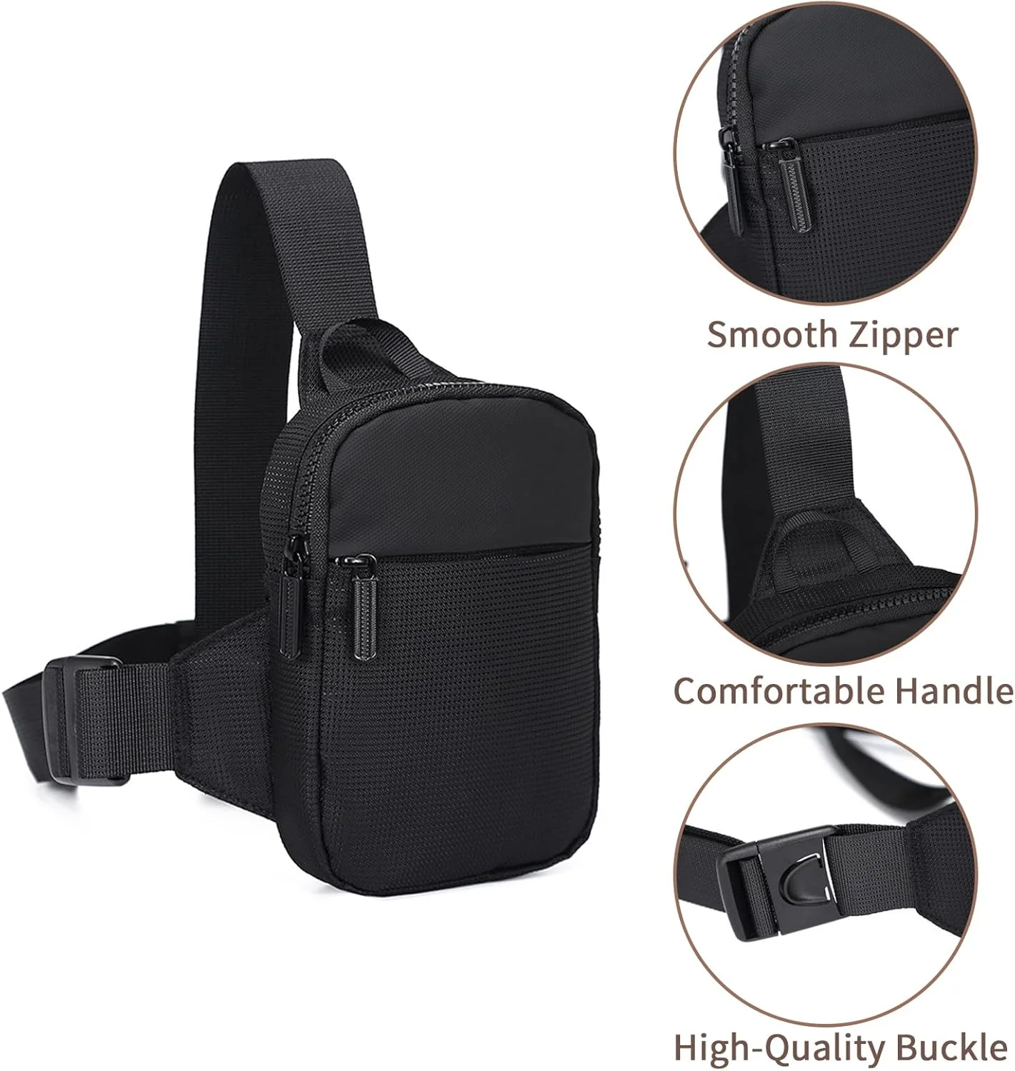 کیف دوشی کوچک برای زنان و مردان، کیف کمری دوشی، کیف کراس بادی کوچک، کیف سینه ای کراس بادی سبک وزن برای مسافرت و پیاده روی (مشکی) کیف دوشی کوچک برای زنان و مردان، کیف کمری دوشی، کیف کراس بادی کوچک، کیف سینه ای کراس بادی سبک وزن برای مسافرت و پیاده روی (مشکی)