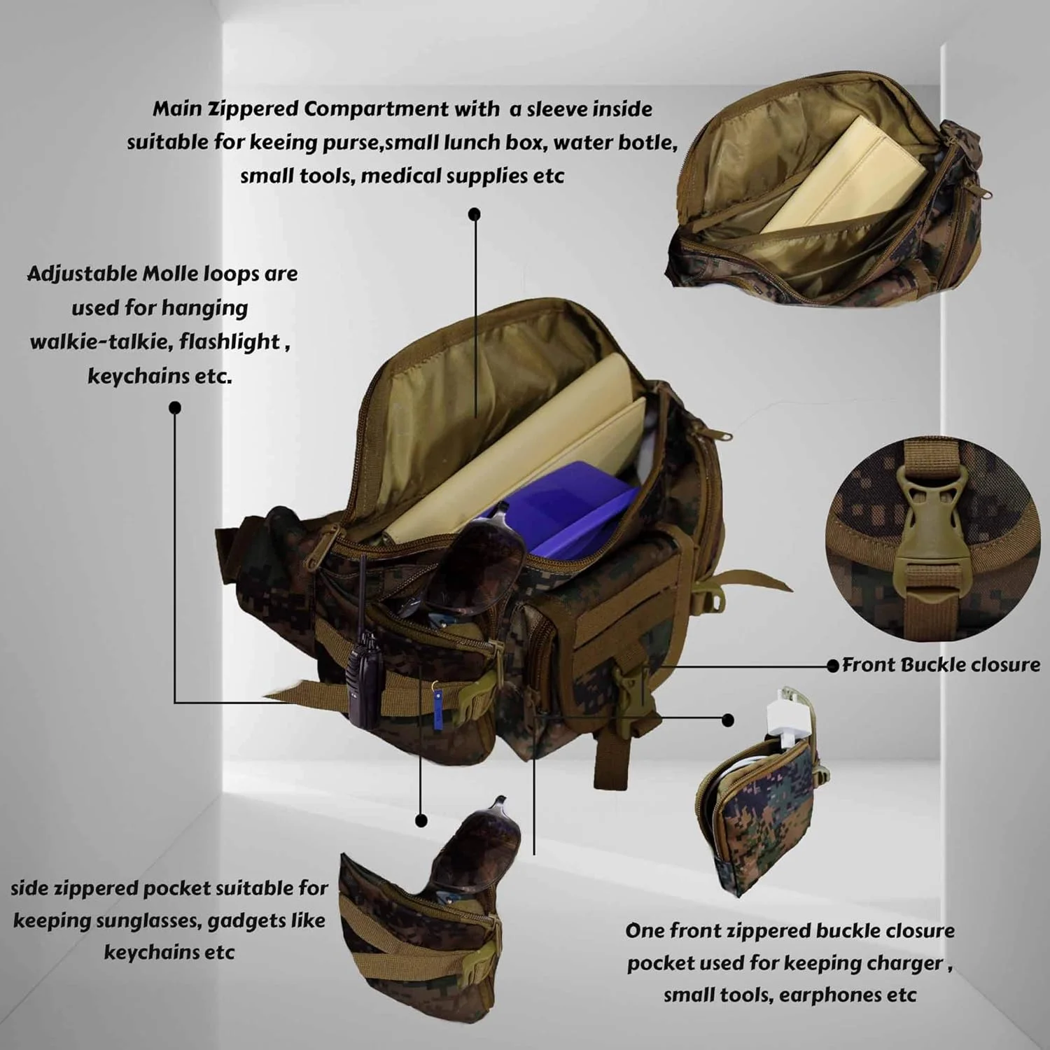 کیف کمری ورزشی اف گیر مدل تریل، طرح Marpat WL Camo، ابعاد 18 * 9 * 35 سانتی متر، کیف کمری کیف کمری ورزشی اف گیر مدل تریل، طرح Marpat WL Camo، ابعاد 18 * 9 * 35 سانتی متر، کیف کمری