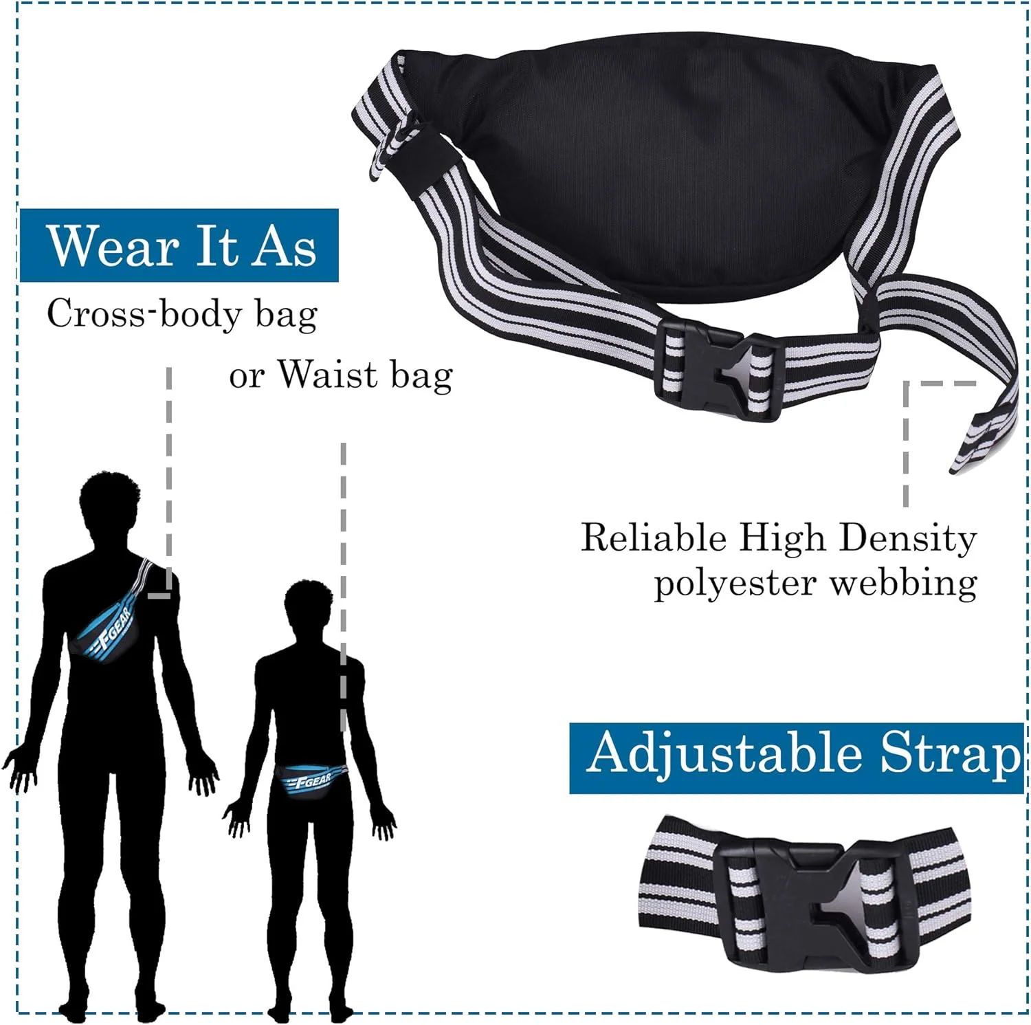 کیف کمری ورزشی مشکی آبی F Gear Enzo (مدل 3314) کیف کمری ورزشی مشکی آبی F Gear Enzo (مدل 3314)