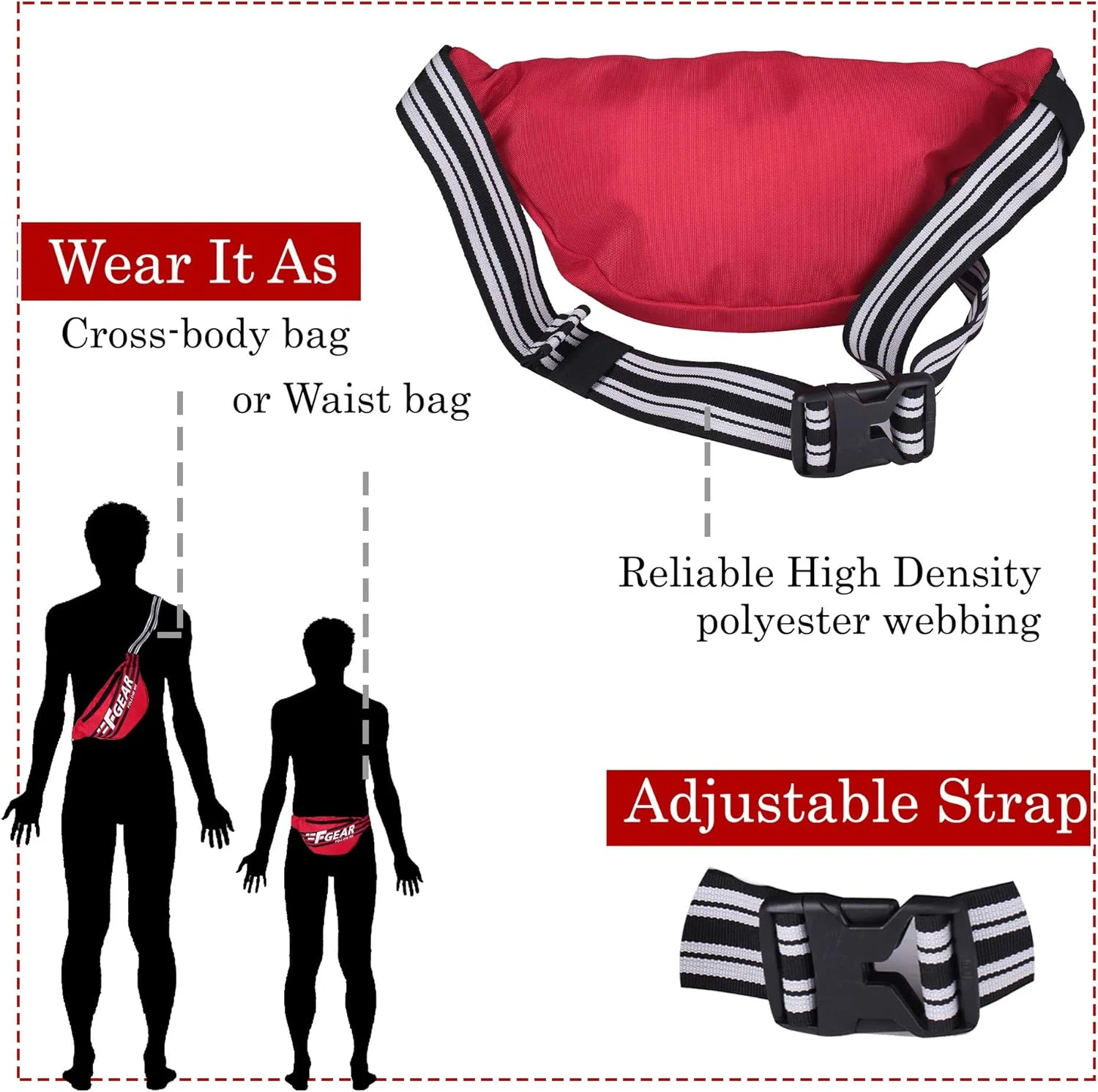 کیف کمری ورزشی اف گیر مدل Enzo قرمز (3303) کیف کمری ورزشی اف گیر مدل Enzo قرمز (3303)