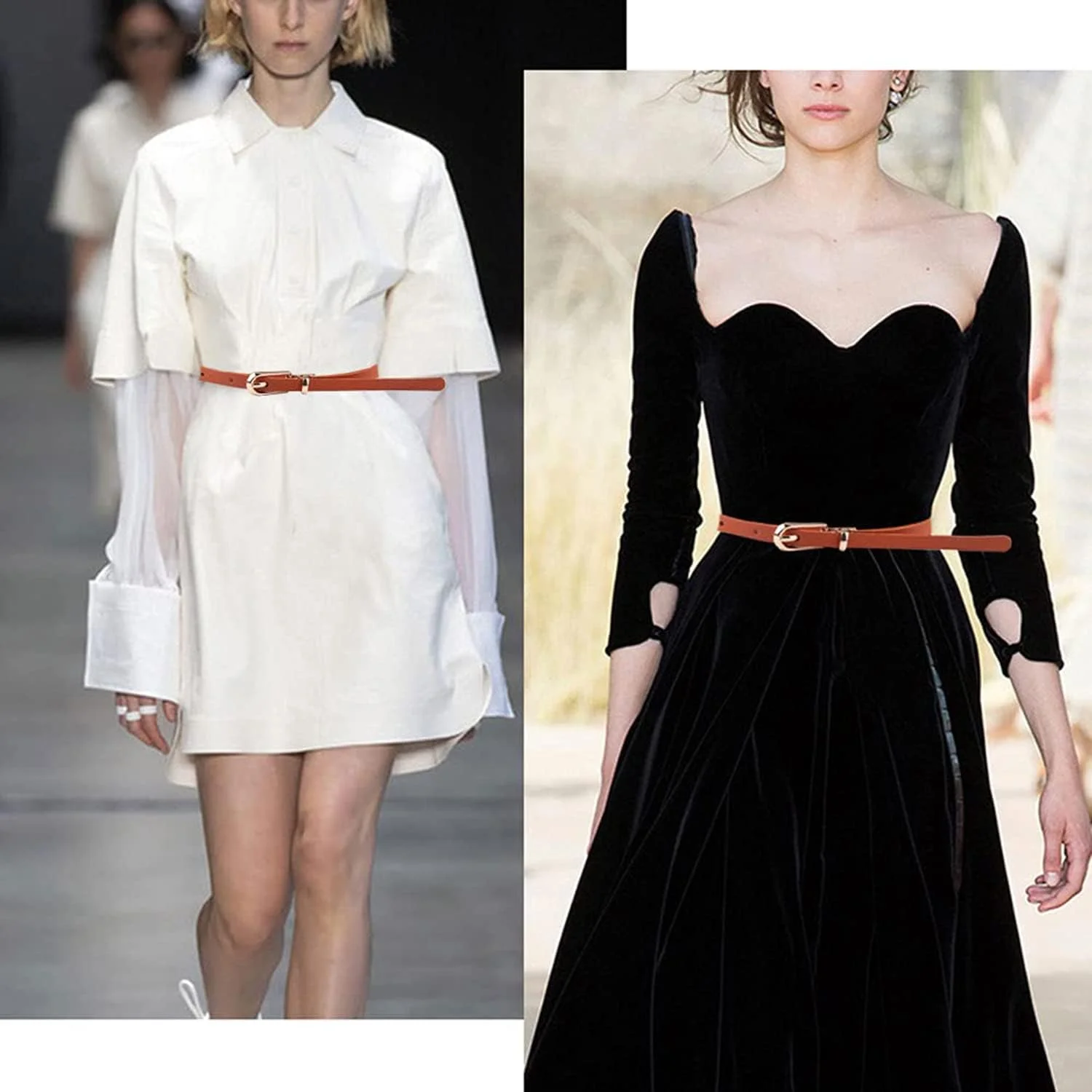 ست دو عددی کمربند پهن زنانه چرم با سگک درهم تنیده، کمربند کمر باریک برای لباس زنانه ست دو عددی کمربند پهن زنانه چرم با سگک درهم تنیده، کمربند کمر باریک برای لباس زنانه