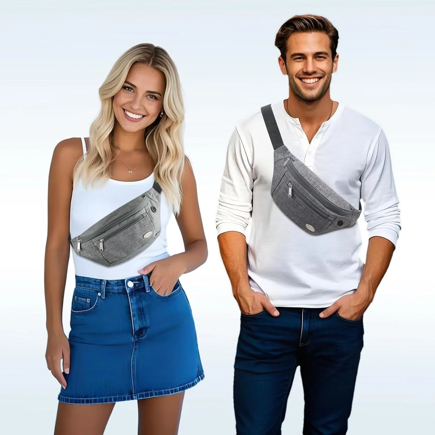 کیف کمری Entchin برای زنان و مردان، کیف دوشی با 4 جیب زیپ‌دار، ظرفیت بزرگ و ضد آب، مناسب برای پیاده‌روی، دویدن، مسافرت و دوچرخه‌سواری