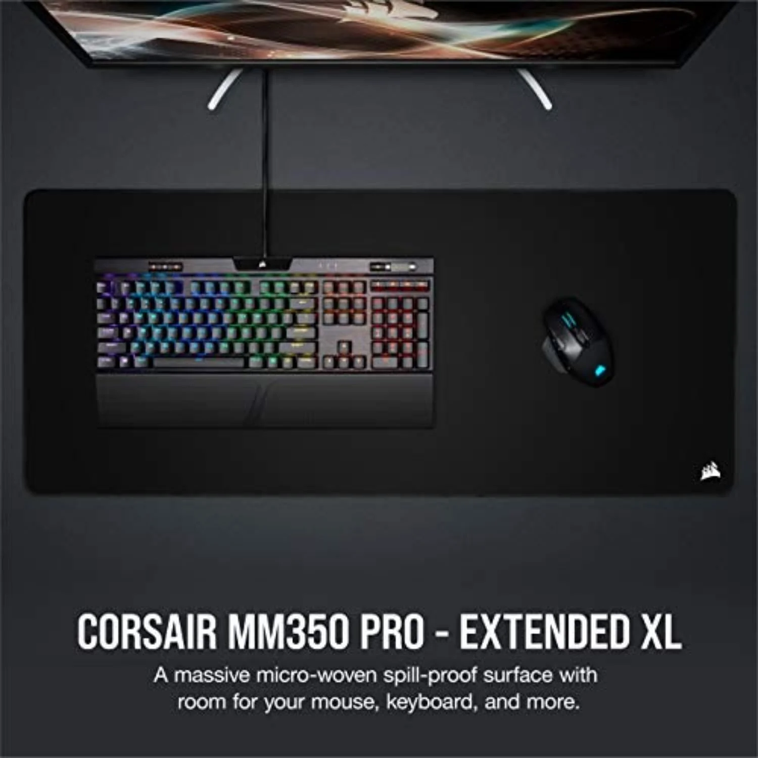 پد ماوس گیمینگ پارچه ای ضد لک Corsair MM350 PRO Premium - سایز Extended XL، مشکی، CH-9413770-WW