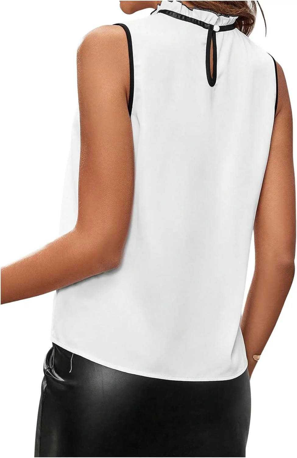 گورگلیتر بلوز زنانه یقه پاپیونی توری شفاف بدون آستین یقه ایستاده مجلسی