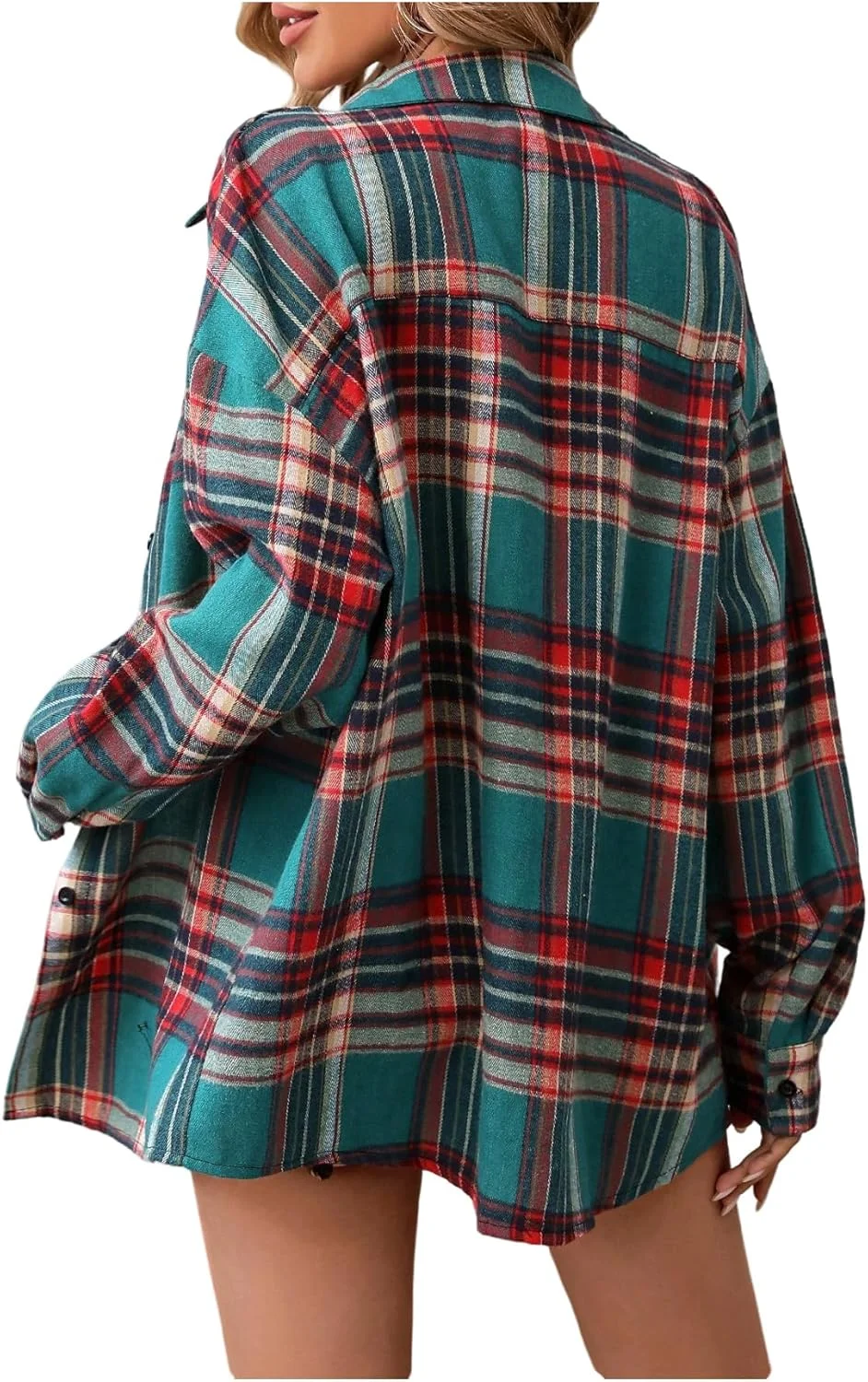 GORGLITTER پیراهن زنانه دکمه دار چهارخانه، کت یقه دار آستین بلند، بلوزهای ترندی سایز بزرگ GORGLITTER پیراهن زنانه دکمه دار چهارخانه، کت یقه دار آستین بلند، بلوزهای ترندی سایز بزرگ