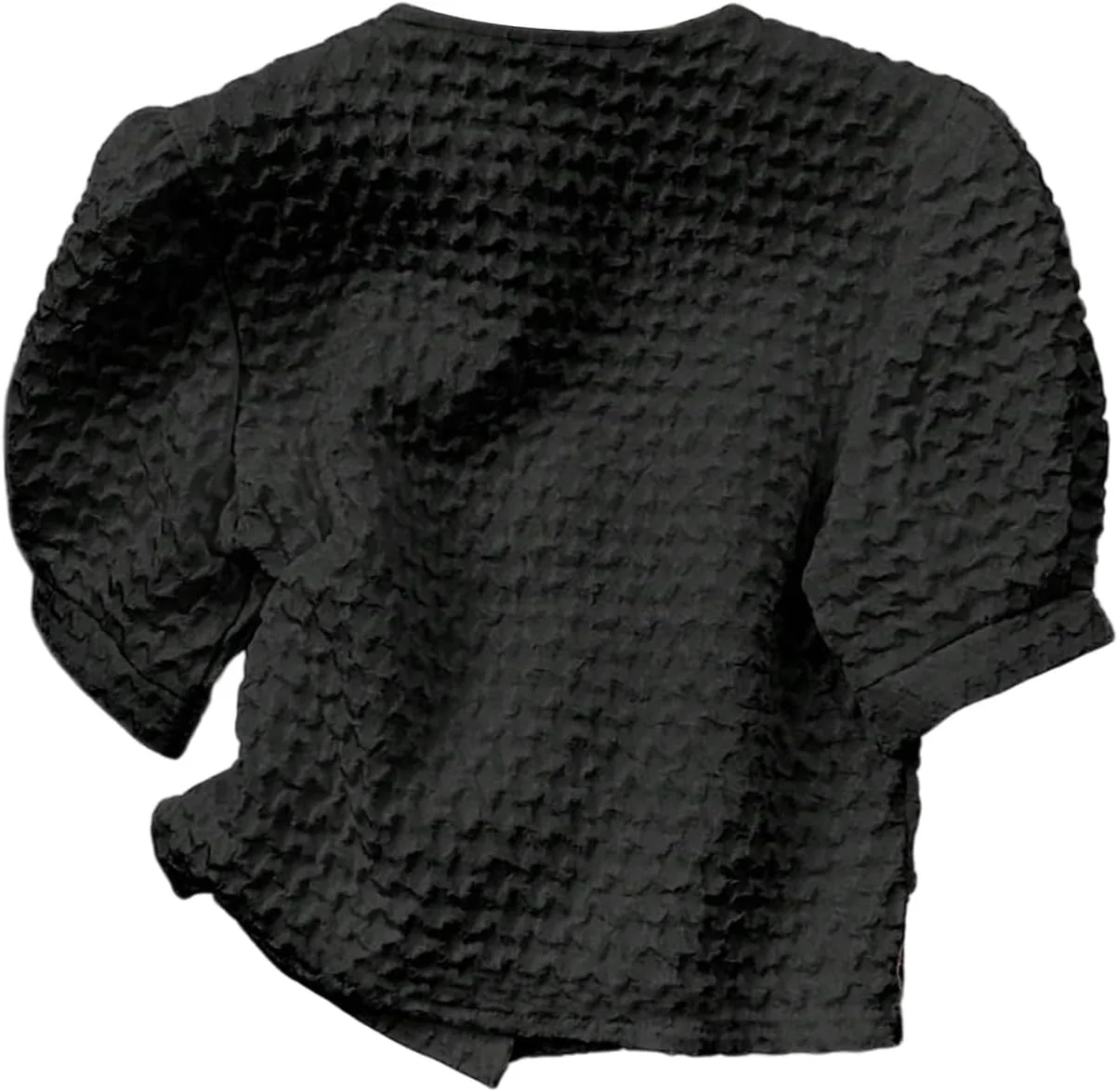 بلوز زنانه GORGLITTER آستین کوتاه پفی دکمه مرواریدی یقه گرد با بافت ظریف و شیک