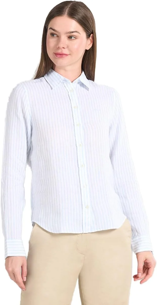 پیراهن راه راه لینن زنانه GANT مدل 4300481-455 با برش معمولی