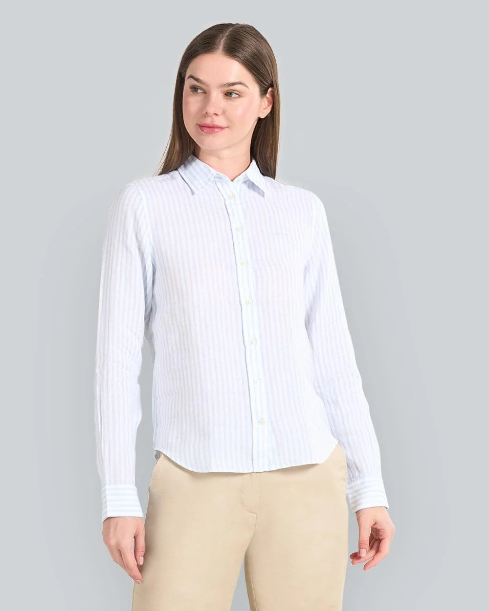 پیراهن راه راه لینن زنانه GANT مدل 4300481-455 با برش معمولی