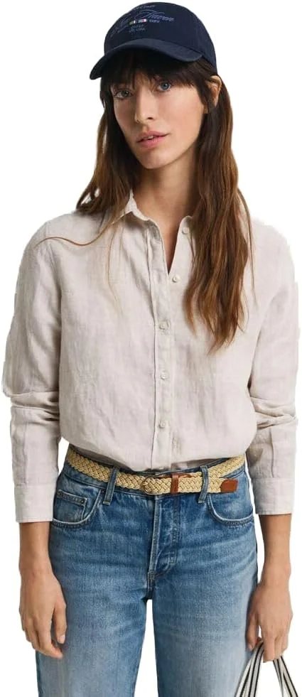 پیراهن لینن زنانه GANT 4300477-277 با برش معمولی