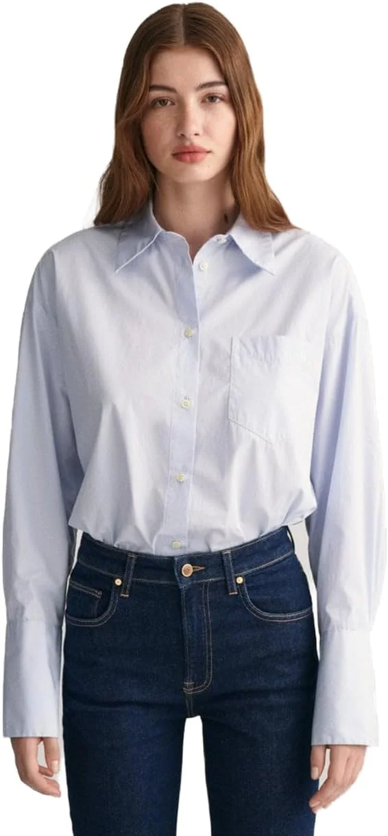 پیراهن پاپلین زنانه گانت مدل 4300232-GAN-455-GAN با سرآستین های بلند و سایز بزرگ