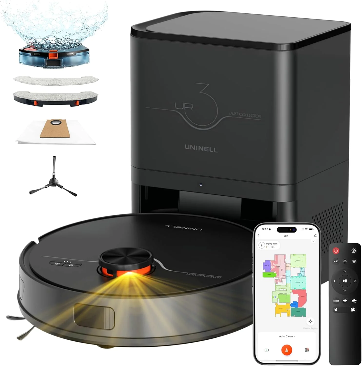 جاروبرقی رباتیک و تی شوی ترکیبی، جاروبرقی رباتیک با ناوبری لیدار با ایستگاه تخلیه خودکار 3.5 لیتری، ربات جاروبرقی 5000Pa، زمان کارکرد 180 دقیقه، مناطق ممنوعه، کنترل از طریق برنامه/الکسا/کنترل از راه دور، UR3 جاروبرقی رباتیک و تی شوی ترکیبی، جاروبرقی رباتیک با ناوبری لیدار با ایستگاه تخلیه خودکار 3.5 لیتری، ربات جاروبرقی 5000Pa، زمان کارکرد 180 دقیقه، مناطق ممنوعه، کنترل از طریق برنامه/الکسا/کنترل از راه دور، UR3