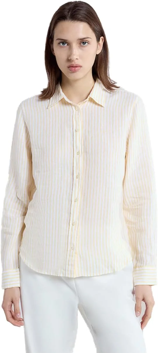 پیراهن راه راه لینن زنانه GANT 4300481-700 با برش معمولی