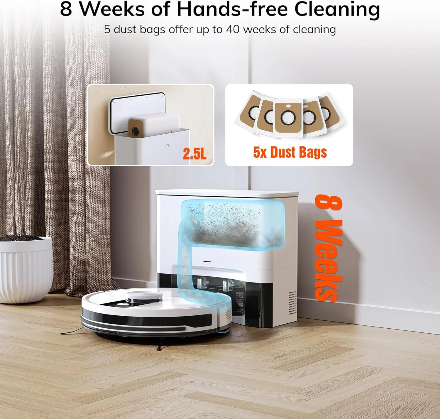 جاروبرقی رباتیک و تی شوی ترکیبی ILIFE A12 Pro، ایستگاه تخلیه خودکار برای 60 روز، مسیریابی LiDAR، نقشه برداری منزل، مناطق ممنوعه، کنترل از طریق WiFi 2.4G/برنامه/Alexa/کنترل از راه دور، مناسب برای کف های سخت، 110 ولت جاروبرقی رباتیک و تی شوی ترکیبی ILIFE A12 Pro، ایستگاه تخلیه خودکار برای 60 روز، مسیریابی LiDAR، نقشه برداری منزل، مناطق ممنوعه، کنترل از طریق WiFi 2.4G/برنامه/Alexa/کنترل از راه دور، مناسب برای کف های سخت، 110 ولت