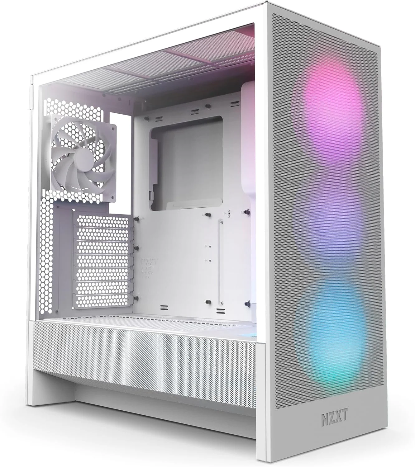 کیس کامپیوتر گیمینگ NZXT H5 Flow RGB 2024 - مید تاور ATX جمع و جور - جریان هوای بالا - شامل F360 RGB Core (CV) - پشتیبانی از رادیاتور 360 میلی‌متری در جلو و 240 میلی‌متری در بالا - مدیریت کابل - شیشه حرارت دیده - سفید