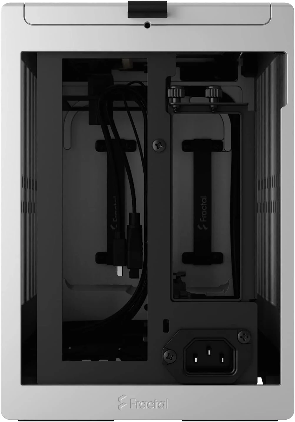 کیس گیمینگ فرم فاکتور کوچک Fractal Design Terra نقره ای - پنل جلویی چوب گردو - mITX – کابل رایزر PCIe 4.0 – USB Type-C - پنل های آلومینیومی آنودایز شده