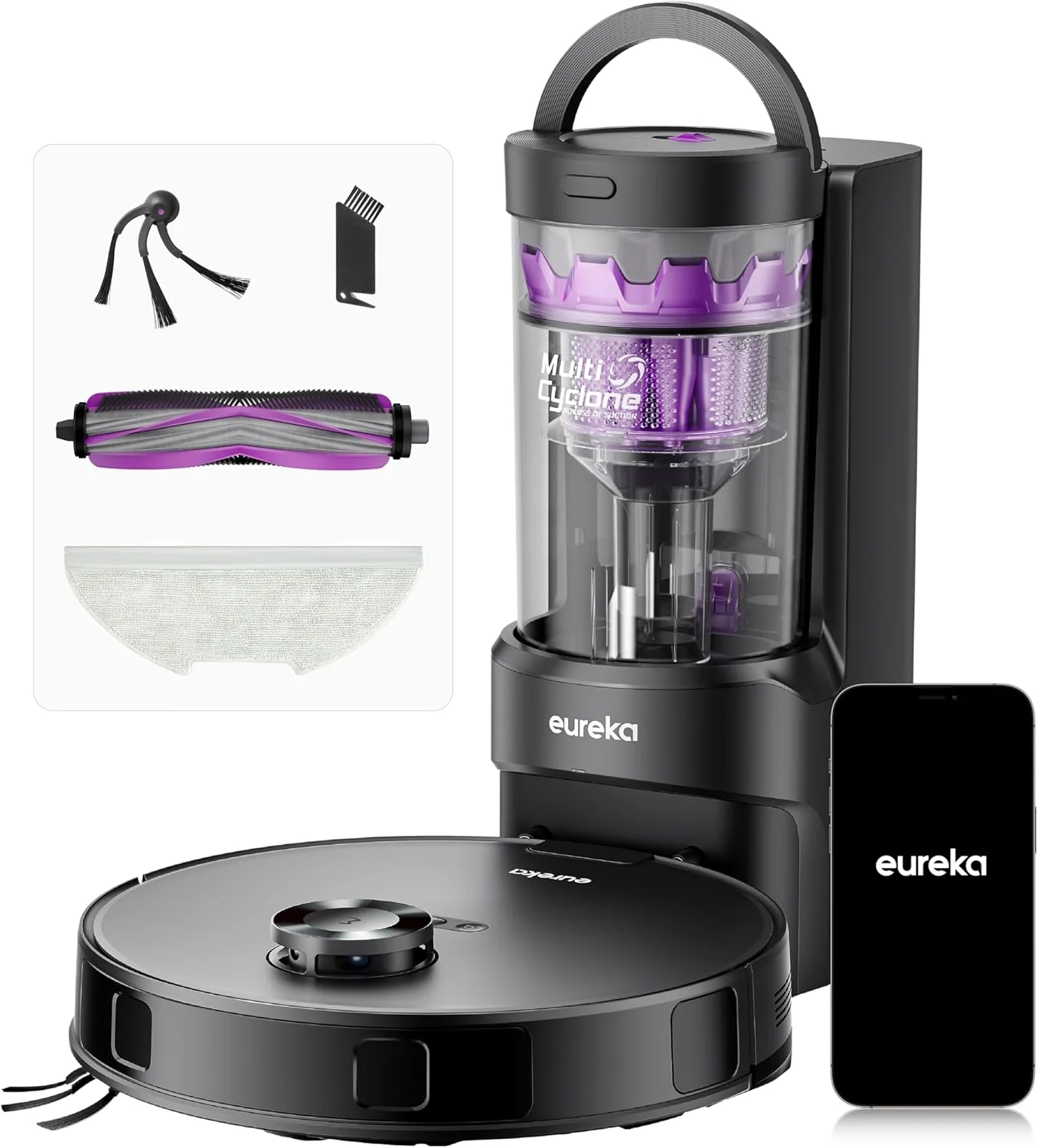 جاروبرقی رباتیک و تی شوی Eureka E20 Evo Plus، جاروبرقی رباتیک با قدرت مکش 10000Pa و ایستگاه تخلیه خودکار بدون کیسه، ظرفیت 45 روزه برس جانبی ضد گره خوردگی مو، کنترل برنامه بالابر تی، ناوبری LiDAR جاروبرقی رباتیک و تی شوی Eureka E20 Evo Plus، جاروبرقی رباتیک با قدرت مکش 10000Pa و ایستگاه تخلیه خودکار بدون کیسه، ظرفیت 45 روزه برس جانبی ضد گره خوردگی مو، کنترل برنامه بالابر تی، ناوبری LiDAR